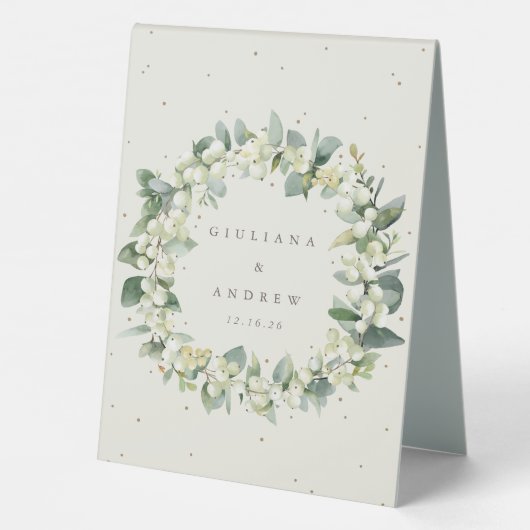 Plaque De Table Crème Snowberry+Eucalyptus Programme de mariage (Verso)