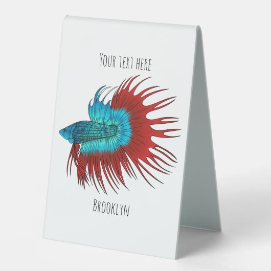 Plaque De Table Crowntail betta fish dessin animé (Recto)
