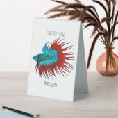 Plaque De Table Crowntail betta fish dessin animé (En SItu (Tableau))