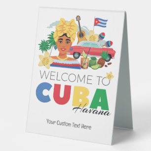 Plaque De Table Cuba Havana Texte personnalisé