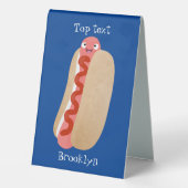 Plaque De Table Curieux hot dog Weiner dessin animé (Verso)