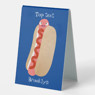 Plaque De Table Curieux hot dog Weiner dessin animé