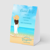 Plaque De Table Custom Beach House Guest WiFi Table Sign (Verso)