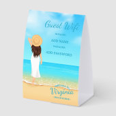 Plaque De Table Custom Beach House Guest WiFi Table Sign (Recto)