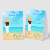 Plaque De Table Custom Beach House Guest WiFi Table Sign (Recto/verso)