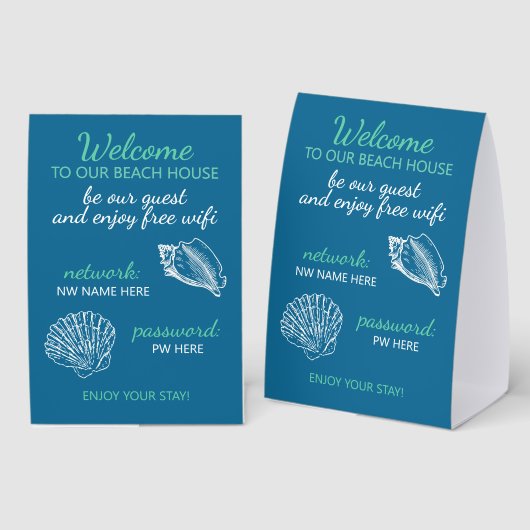 Plaque De Table Custom Beach House Rentals Home Wifi Instructions (Recto/verso)