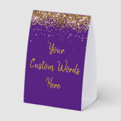 Plaque De Table Custom Birthday Party Personalized Purple and Gold (Verso)