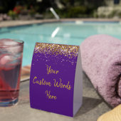 Plaque De Table Custom Birthday Party Personalized Purple and Gold (InVersositu (sur table))