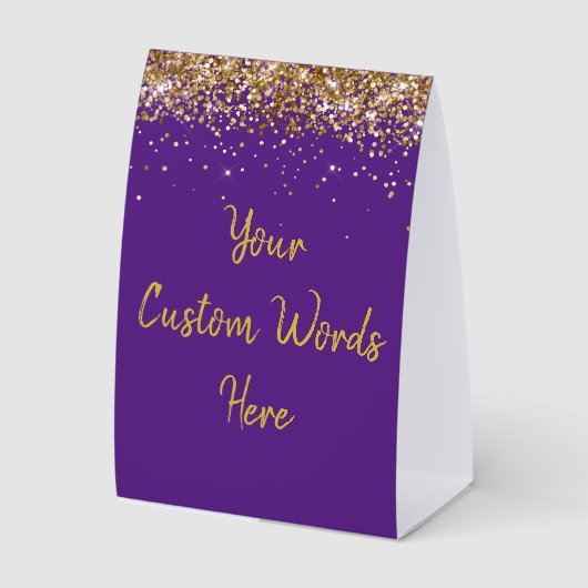 Plaque De Table Custom Birthday Party Personalized Purple and Gold (Recto)