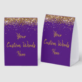 Plaque De Table Custom Birthday Party Personalized Purple and Gold (Recto/verso)