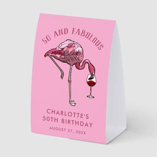 Plaque De Table Custom Flamingo 50th Birthday Novelty Swag (Recto)