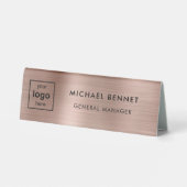 Plaque De Table Custom Logo Rose Gold Professional Business (Verso)