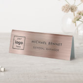 Plaque De Table Custom Logo Rose Gold Professional Business (En SItu (Tableau))