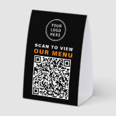 Plaque De Table Custom QR Code Menu Black (Verso)