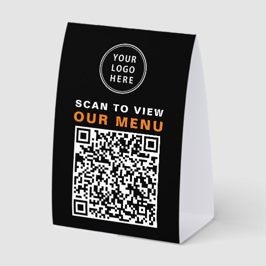 Plaque De Table Custom QR Code Menu Black (Recto)