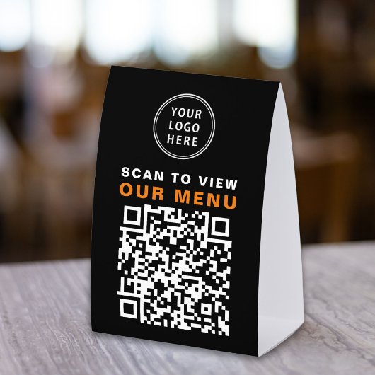 Plaque De Table Custom QR Code Menu Black