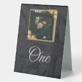 Plaque De Table Customisé Black Photo Mariage élégant (Recto)