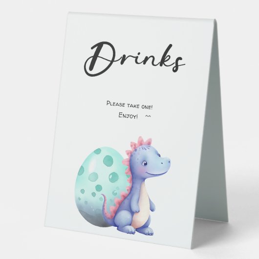 Plaque De Table Cute Aquarelle Petit Dinosaure Baby shower Boisson (Recto)