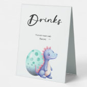 Plaque De Table Cute Aquarelle Petit Dinosaure Baby shower Boisson (Verso)