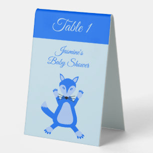 Plaque De Table Cute Blue Baby Boy Fox Baby shower personnalisé