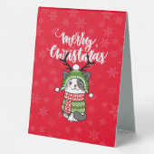 Plaque De Table Cute Chat Noël Stocking fourchettes Galore (Verso)