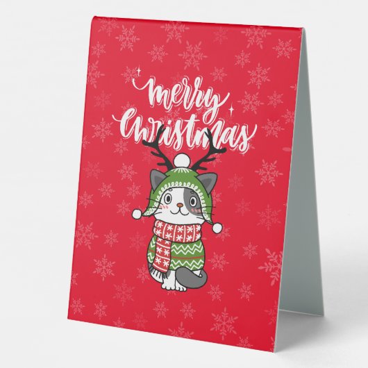 Plaque De Table Cute Chat Noël Stocking fourchettes Galore (Verso)