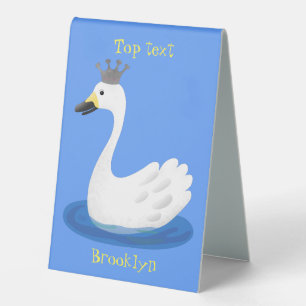 Plaque De Table Cute cygne blanc avec dessin de la couronne
