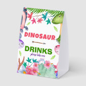 Plaque De Table Cute Girl Dinosaur 1st Birthday Party (Verso)