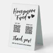 Plaque De Table Cute Hearts Honeymoon Fund QR Code Mariage (Recto)