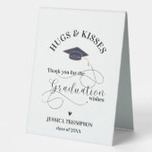 Plaque De Table Cute Hugs & Kisses Photo 2025 Graduation Merci (Recto)