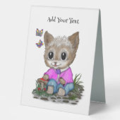 Plaque De Table Cute Kitty Chat et Papillon (Recto)