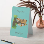 Plaque De Table Cute leopard sleeping in tree cartoon illustration (En SItu (Tableau))