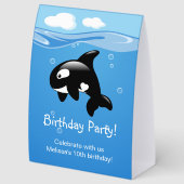 Plaque De Table Cute Orca Whale Birthday Party (Arrière)