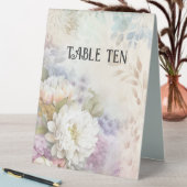 Plaque De Table Dahlias blanc et violet (En SItu (Tableau))