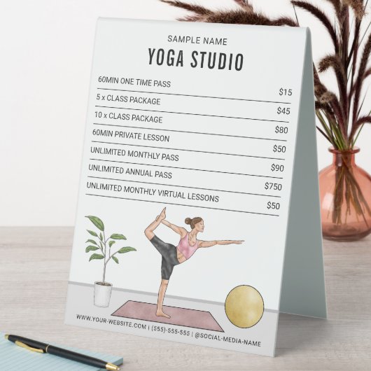Plaque De Table Dancer Pot Femme Custom Yoga Studio Tarifs (En SItu (Tableau))