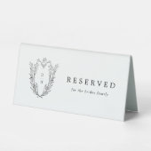 Plaque De Table DAPHNE Crest Blanc Noir Vert Mariage Réservé (Recto)