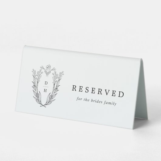 Plaque De Table DAPHNE Crest Blanc Noir Vert Mariage Réservé (Verso)