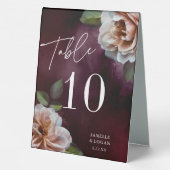 Plaque De Table Dark + Moody Rustic Floral Mariage Numéro de table (Verso)