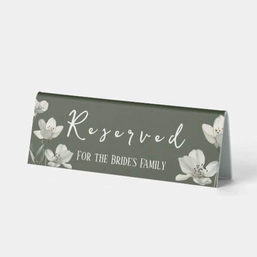 Plaque De Table Dark Sage Green Botanical Wedding (Recto)