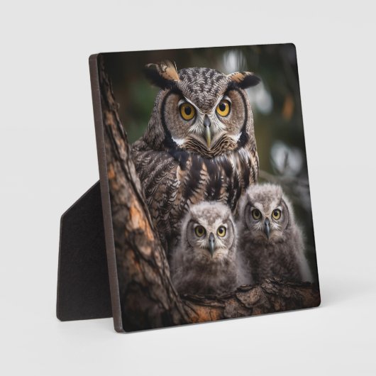 Plaque de table de la famille Owl avec l'Easel (Recto)