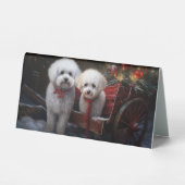 Plaque De Table Décor de Noël Bichon Frise Snowy Sleigh (Recto)