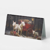 Plaque De Table Décor de Noël Bull Terrier Snowy Sleigh (Verso)