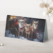 Plaque De Table Décor de Noël Chihuahua Snowy Sleigh (En SItu (Tableau))