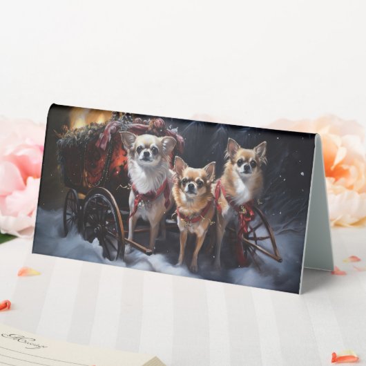 Plaque De Table Décor de Noël Chihuahua Snowy Sleigh (In SItu (Mariage))