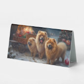 Plaque De Table Décor de Noël Chow Chow Snowy Sleigh (Recto)