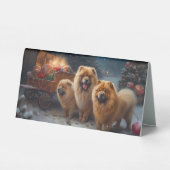 Plaque De Table Décor de Noël Chow Chow Snowy Sleigh (Verso)