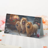 Plaque De Table Décor de Noël Chow Chow Snowy Sleigh (In SItu (Mariage))