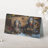 Plaque De Table Décor de Noël Dachshund Snowy Sleigh (En SItu (Tableau))