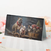 Plaque De Table Décor de Noël de Bulldog Snowy Sleigh (In SItu (Mariage))