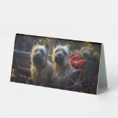 Plaque De Table Décor de Noël de Cairn Terrier Snowy Sleigh (Recto)